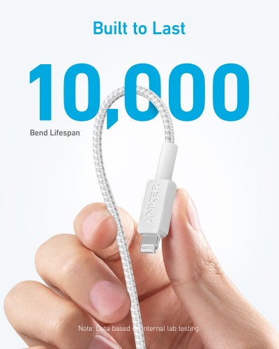 Anker Braided USB-C to Lightning Charging Cable 0.9 m, White