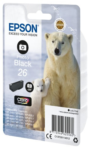 Epson C13T26114012/26 Ink cartridge foto black, 200 pages 200 Photos 4,7ml for Epson XP 600