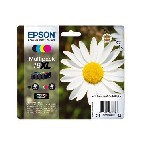 Epson C13T18064012/18 Ink cartridge multi pack Bk,C,M,Y 175pg + 3x180pg, 1x 5ml + 3x 3ml Pack=4 for Epson XP 30