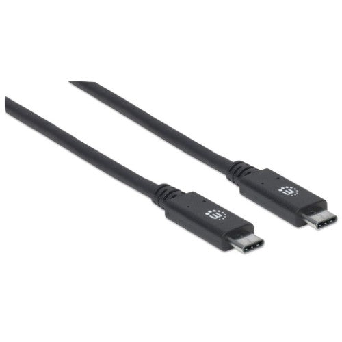 Manhattan USB-C to USB-C Cable, 1m, Male to Male, Black, 10 Gbps (USB 3.2 Gen2 aka USB 3.1), 5A (super fast charging), SuperSpeed+ USB, Lifetime Warranty, Equivalent to USB31C5C1M