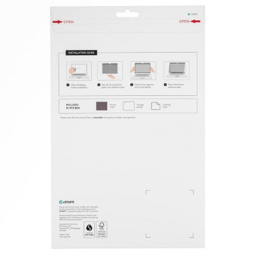 eSTUFF GLBMMB16 display privacy filter 40.6 cm (16") Laptop Framed display privacy filter