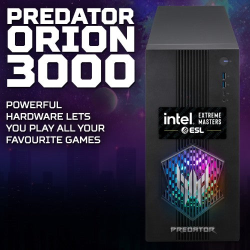 Acer Predator PO3-665 Gaming Desktop - Intel Core i5-14400F, 16GB RAM, 512GB SSD, NVIDIA GeForce RTX 5060, Windows 11, Black