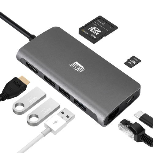 Adesso AUH-4030 notebook dock/port replicator USB 3.2 Gen 1 (3.1 Gen 1) Type-C Grey
