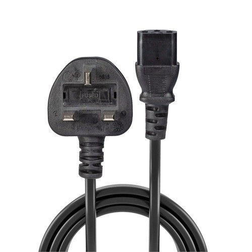 Lindy 15m UK 3 Pin Plug to IEC C13 mains power Cable, Black