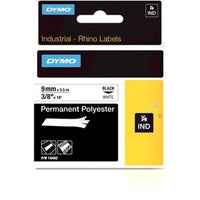 Dymo 18482/S0718240 Ribbon Polyester black on white 9mm x 5,5m for Dymo Rhino 6-12mm/19mm/24mm