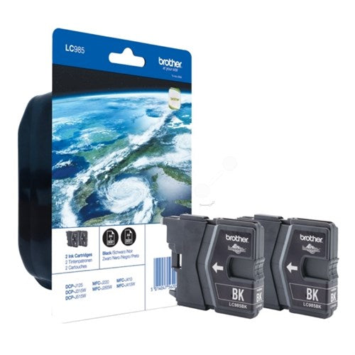 Brother LC-985BKBP2 Ink cartridge black twin pack, 2x300 pages 9ml Pack=2 for Brother DCP-J 125