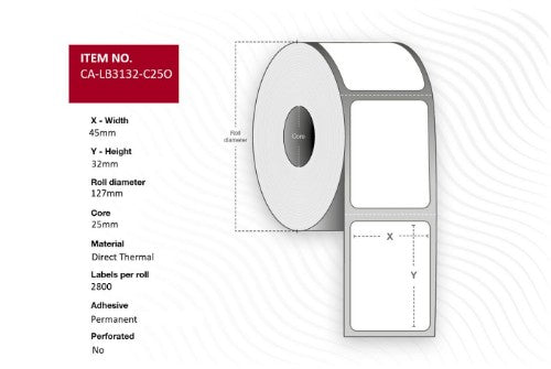 Capture CA-LB3132-C25O printer label