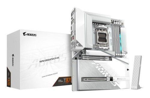 GIGABYTE X870 AORUS STEALTH ICE Motherboard - Supports AMD Ryzen 9000 CPUs, 16+2+2 Phases Digital VRM, up to 8200Hz DDR5 (OC), 2xPCIe 5.0 + 2xPCIe 4.0, Wi-Fi 7, 5 GbE LAN, USB 4