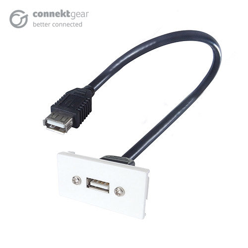 connektgear 0.35m AV Snap-In USB 2 Type A Module 25 x 50mm - Socket to Socket - White