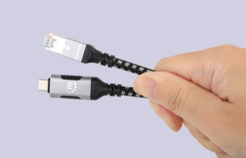 Manhattan USB-C to Gigabit (10/100/1000 Mbps) Network Ethernet RJ45 Cable, Length 2m, Multi-Gigabit Ethernet, Black/Silver, Three Year Warranty