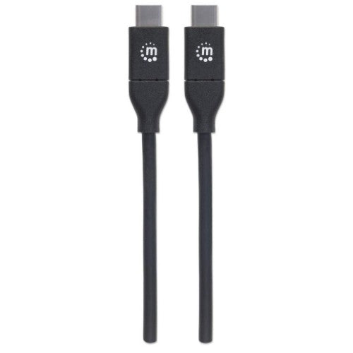 Manhattan USB-C to USB-C Cable, 2m, Male to Male, 480 Mbps (USB 2.0), 5A (super fast charging), Hi-Speed USB, Black, Lifetime Warranty, Equivalent to USB2C5C2M