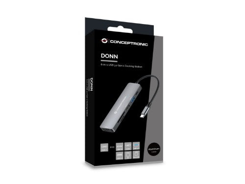 Conceptronic DONN11G 6-in-1 USB 3.2 Gen 1 Docking Station, HDMI, 100W USB PD, USB 3.0, USB 2.0, SD, TF/MicroSD