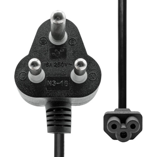 ProXtend Angled Type D (India) to C5 Power Cord Black 2m