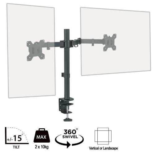 piXL DOUBLE ARM monitor mount / stand 68.6 cm (27") Black