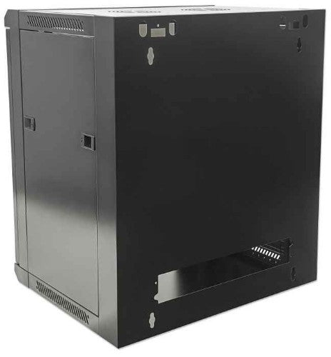 Intellinet 19" Network Cabinet - Wall Mount (Standard), 6U, 450mm Deep, Black, Flatpack, Max 60kg, Suitable also for use on desk or floor, Usable Depth 270mm to 350mm, Metal & Glass Door, Back Panel, Removeable Sides,Parts for wall installation not includ