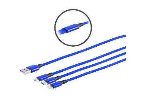 Microconnect MC-USBA-3WAY USB cable USB 3.2 Gen 1 (3.1 Gen 1) 1.2 m USB C/Micro-USB B/Lightning Blue