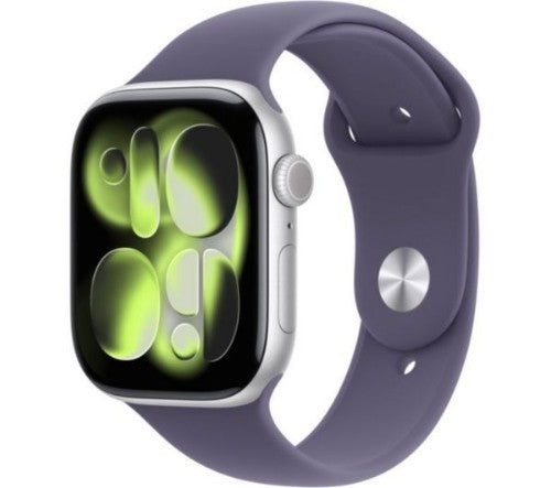 Apple Watch Series 11 GPS + Cellular 46mm Silver Aluminium Case with Purple Fog Sport Band - M/L