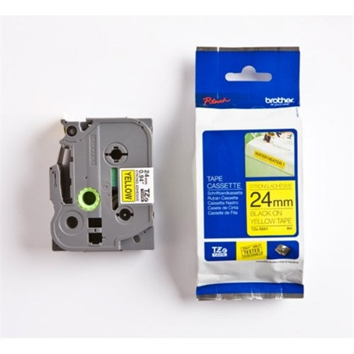 Brother TZE-S651 DirectLabel black on yellow extra strong Laminat 24mm x 8m for Brother P-Touch TZ 3.5-24mm/HSE/36mm/6-24mm/6-36mm
