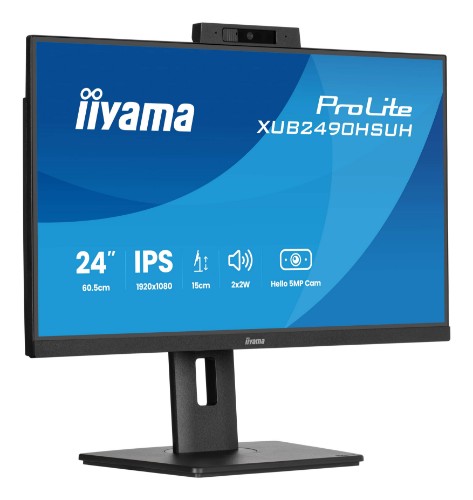 iiyama 24’’ IPS monitor with a built-in Windows Hello camera and microphone