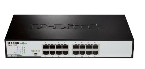 D-Link DGS-1016D/E network switch Unmanaged Black, Metallic
