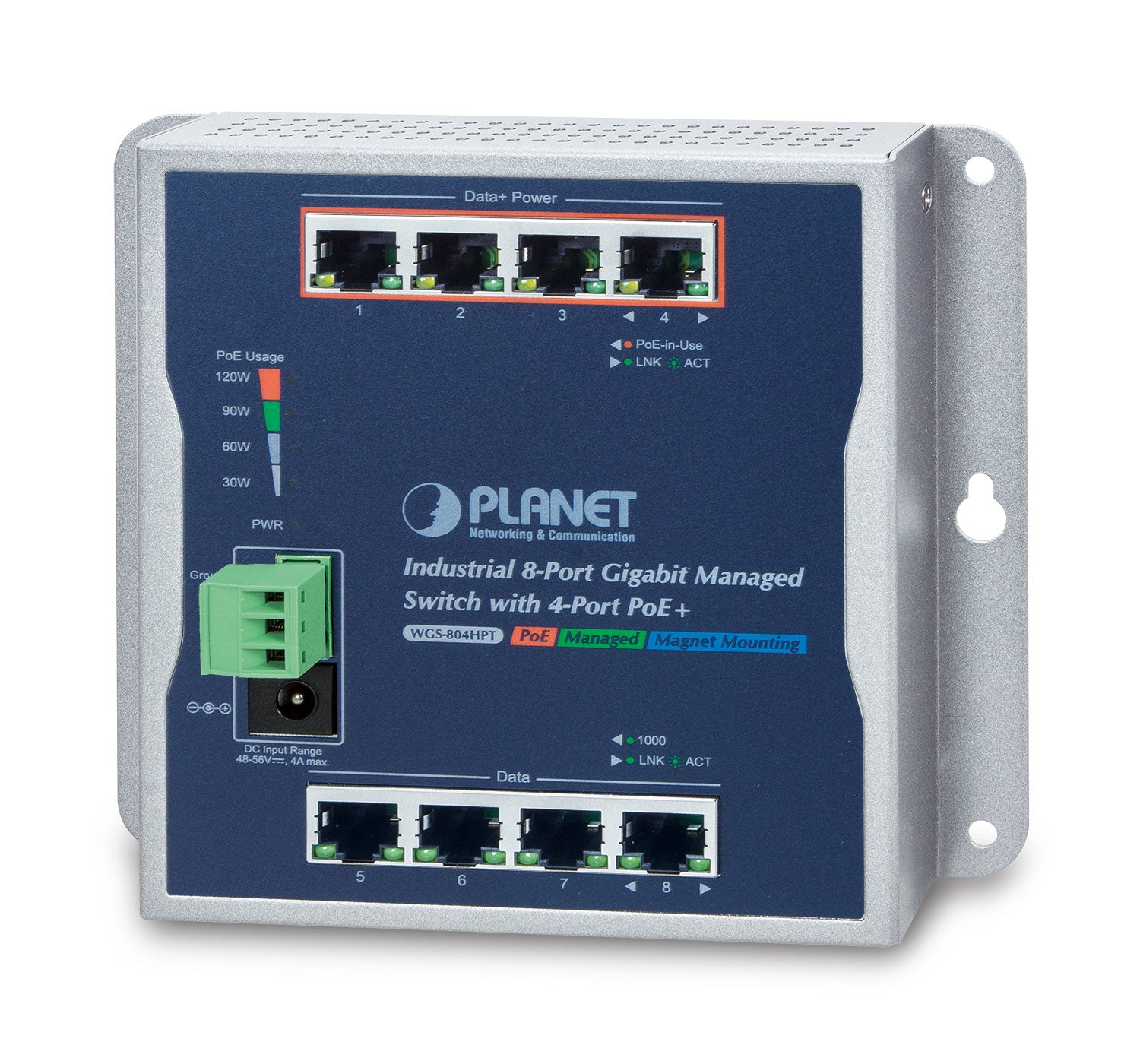 PLANET WGS-804HPT network switch Managed Gigabit Ethernet (10/100/1000) Power over Ethernet (PoE) Black