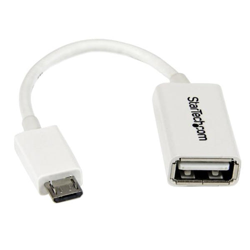 StarTech.com 5in White Micro USB to USB OTG Host Adapter M/F