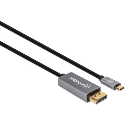 Manhattan USB-C to DisplayPort 1.4 Cable, 8K@60Hz, 2m, Male to Male, Black, Not Bi-Directional, Three Year Warranty, Equivalent to CDP2DP146B (except 20cm longer)