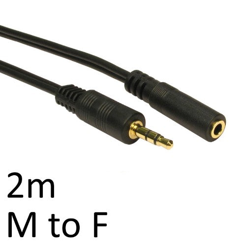 Cables Direct 2m 3.5mm, M - F audio cable Black