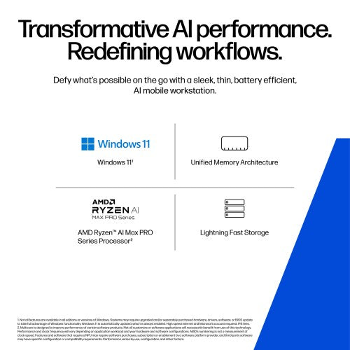 HP ZBook Ultra G1a Copilot+ PC AMD Ryzen AI Max+ PRO PRO 395 Mobile workstation 35.6 cm (14") Touchscreen 2.8K 128 GB LPDDR5x-SDRAM 2 TB SSD Wi-Fi 7 (802.11be) Windows 11 Pro AI Workstation, AI PC Silver