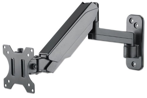 Manhattan Wall Mount for TV & Monitors (Spring Arm 3 pivots), For screens 17" to 32", VESA compatability: 75x75mm and 100x100mm - check the dimensions of the four mounting holes on back of screen to ensure it fits, Max 8kg, Black, Bracket, Lifetime Warran