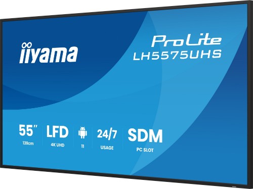 iiyama 55" 4K UHD Professional Digital Signage 24/7 display featuring Android OS, FailOver and Intel® SDM slot
