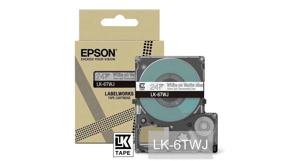 Epson C53S672070/LK-6TWJ DirectLabel-etikettes white on Transparent 24mm x 8m for Epson LabelWorks LW-C 610