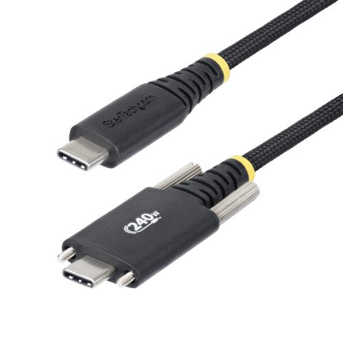 StarTech.com 10ft (3m) USB-C Charging Cable, Durable and Ultra-Flexible, Side Screw Locking, 240W (5A) PD EPR, USB 2.0 Laptop Charger Cable, USB-IF Certified, Rugged USB-C Charging Cord