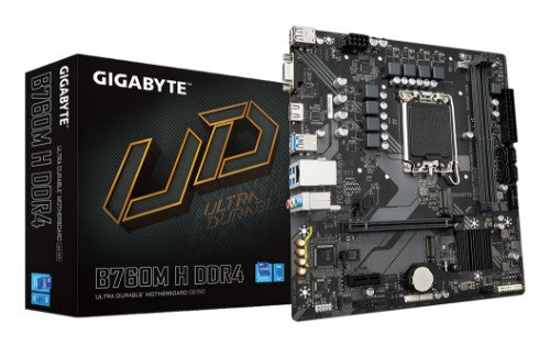 GIGABYTE B760M H DDR4 Motherboard - Supports Intel Core 14th Gen CPUs, 6+1+1 Phases Digital VRM, up to 3200MHz DDR4 (OC), 2xPCIe 4.0 M.2, GbE LAN, USB 3.2 Gen1