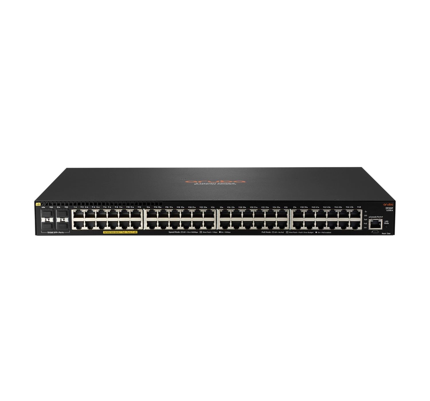 HPE Aruba Networking Aruba 2930F 48G PoE+ 4SFP+ 740W Managed L3 Gigabit Ethernet (10/100/1000) Power over Ethernet (PoE) 1U Black