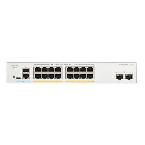 Cisco Catalyst 1300-16P-2G Managed Switch, 16 Port GE, PoE, 2x1GE SFP, Limited Lifetime Protection (C1300-16P-2G)