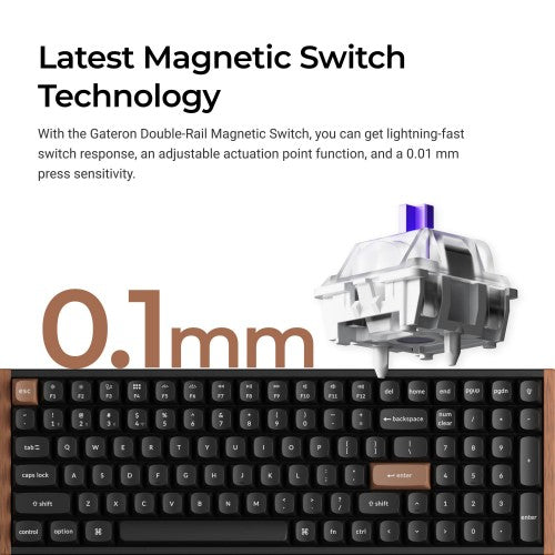 Keychron K4 HE keyboard Universal USB + RF Wireless + Bluetooth Black, Wood