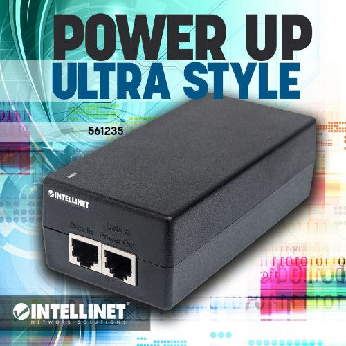 Intellinet Gigabit Ultra PoE+ Injector, 1 x 60 W Port, IEEE 802.3bt and IEEE 802.3at/af Compliant, Plastic Housing (UK Power Cord)