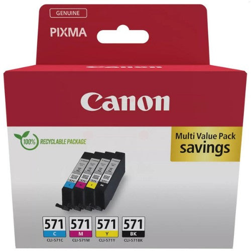 Canon 0386C008/CLI-571 Ink cartridge multi pack Bk,C,M,Y Blister 7ml Pack=4 for Canon Pixma MG 5750/7750
