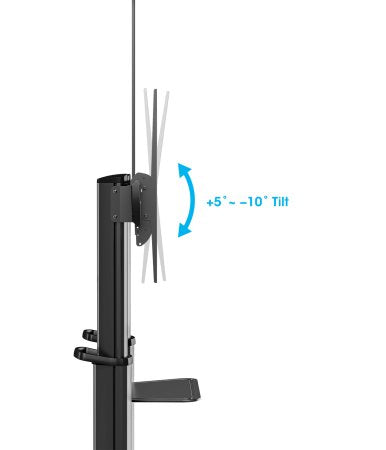 Manhattan Trolley Mount Stand for TV & Monitors, For screens: 70" to 120", VESA compatability: all between 200x200 to 1000x600mm - check the dimensions of the four mounting holes on back of screen to ensure it fits, Max 140kg, Height adjustable 1250 to 16