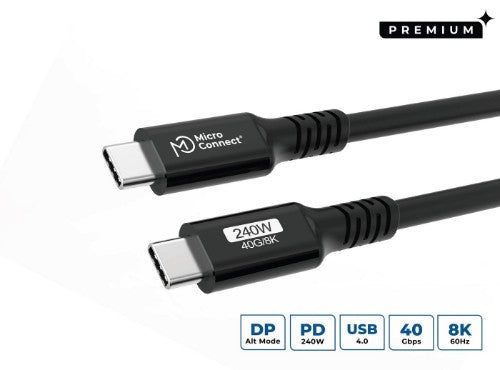 Microconnect USB4CC05-240W USB cable USB4 Gen 3x2 0.5 m USB C Black