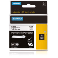 Dymo 1734523/S0773830 Ribbon Polyester permanent black on white 24mm x 5,5m for Dymo Rhino 6-24mm