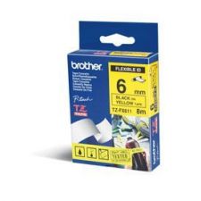 Brother TZE-FX611 DirectLabel black on yellow Laminat 6mm x 8m for Brother P-Touch TZ 3.5-18mm/6-12mm/6-18mm/6-24mm/6-36mm