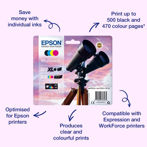Epson C13T02V14010/502 Ink cartridge black, 210 pages 4,6ml for Epson XP 5100