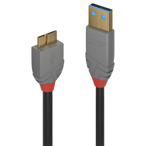 Lindy 3m USB 3.2 Type A to Micro-B Cable, 5Gbps, Anthra Line