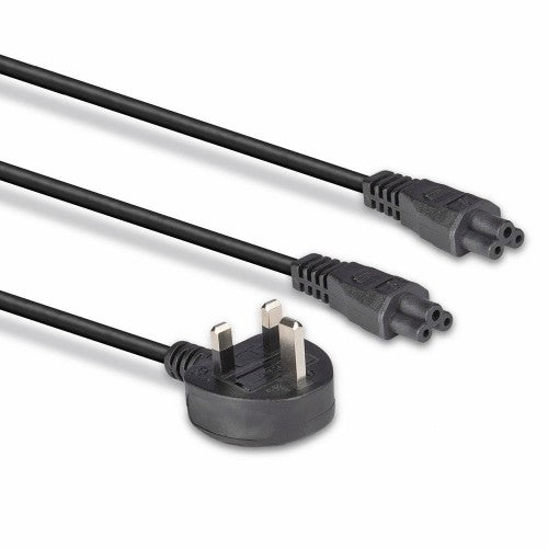 Lindy 2.5m UK 3 Pin Plug To IEC 2 x C5 Splitter Extension Cable, Black