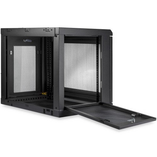 StarTech.com 2-Post 9U Wall Mount Network Cabinet with 1U Shelf, 19" Wall-Mounted Server Rack for Data / Networking / AV / Electronics / Computer Equipment, Small Vented Rack Enclosure
