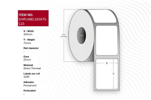 Capture SHIPLABEL105X75-C25 printer label White