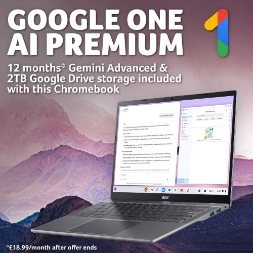 Acer Chromebook Plus 514 CB514-5H - Intel Core i3-1315U, 8GB, 256GB SSD, 14" WUXGA, Chrome OS, Iron