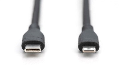 Digitus Lightning silicone connection cable, USB-C - Lightning, 1m, black